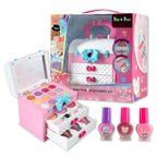 Pink Kids Makeup Vanity Set with Mirror and Cosmetic Kit