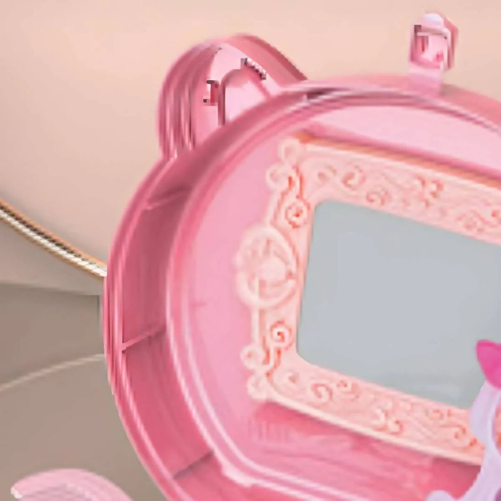 Pink Plastic Kids Makeup Vanity with Mirror and Play Accessories