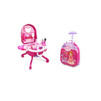 Pink Plastic Kids Makeup Vanity with Mirror and Toy Accessories