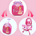Pink Plastic Kids Makeup Vanity with Mirror and Toy Accessories