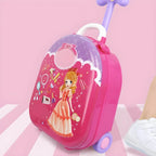 Pink Plastic Kids Makeup Vanity with Mirror and Toy Accessories