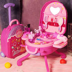 Pink Plastic Kids Makeup Vanity with Mirror and Toy Accessories Main Product Image