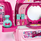 Pink Portable Kids' Play Vanity Toy House with Mirror & Storage