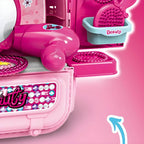 Pink Portable Kids' Play Vanity Toy House with Mirror & Storage