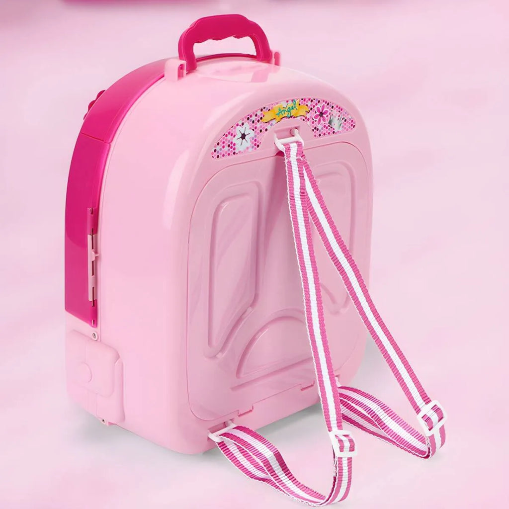 Pink Portable Kids' Play Vanity Toy House with Mirror & Storage