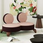 Pink velvet twin sofa with double seater design, perfect for living room seating main product image