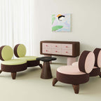 Pink velvet twin sofa with double seater design, perfect for living room seating