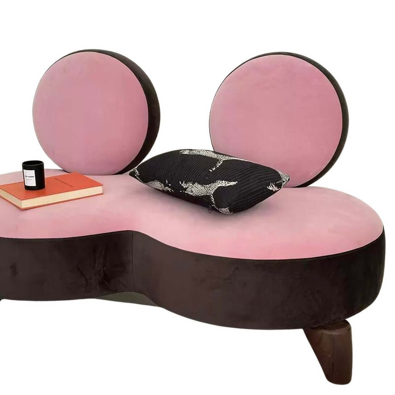 Pink velvet twin sofa with double seater design, perfect for living room seating