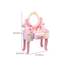 Pink Wood Kids Vanity Set with Mirror, Drawers & Chair Dimensions