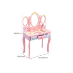 Pink Wood Kids Vanity Set with Mirror, Drawers & Chair Dimensions