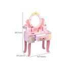Pink Wood Kids Vanity Set with Mirror, Drawers & Chair Dimensions