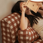 Plaid Fabric Single Chair With Soft Cushions