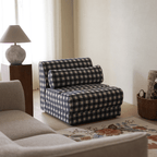 Plaid Fabric Single Chair With Soft Cushions