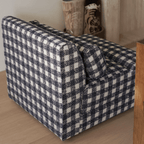 Plaid Fabric Single Chair With Soft Cushions