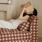 Plaid Fabric Single Chair With Soft Cushions