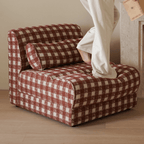 Plaid Fabric Single Chair With Soft Cushions