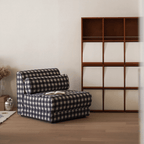 Plaid Fabric Single Chair With Soft Cushions Main Product Image
