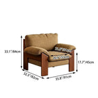 Plaid Linen Lounge Chair With Exposed Wood Frame and Cozy Wraparound Seat