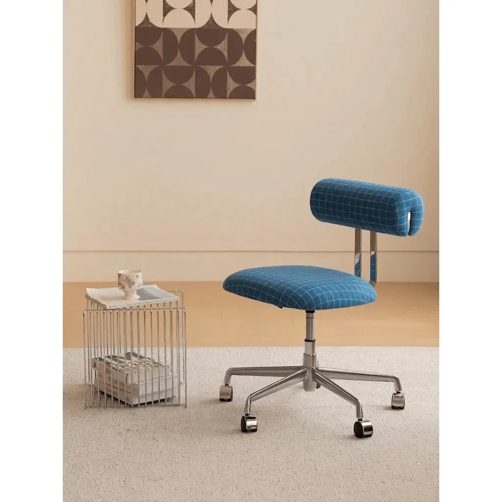 Plaid Office Chair With Armless Silhouette, Lift Swivel Base and Soft Retro Charm Secondary image