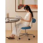 Plaid Office Chair With Armless Silhouette, Lift Swivel Base and Soft Retro Charm