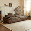 Plaid Sail Sofa with Waxed Faux Leather, Deep Seat British Vintage Lounge Main Product Image