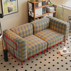 Plaid Sofa Series with Retro Colorblock Steel Frame for Creative Living Rooms