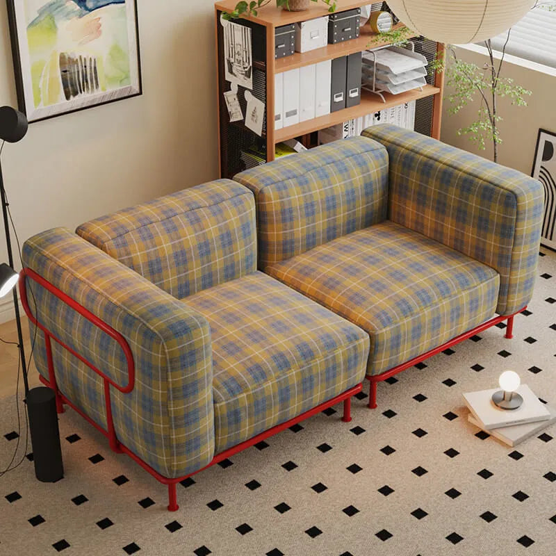 Plaid Sofa Series with Retro Colorblock Steel Frame for Creative Living Rooms