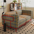 Plaid Sofa Series with Retro Colorblock Steel Frame for Creative Living Rooms