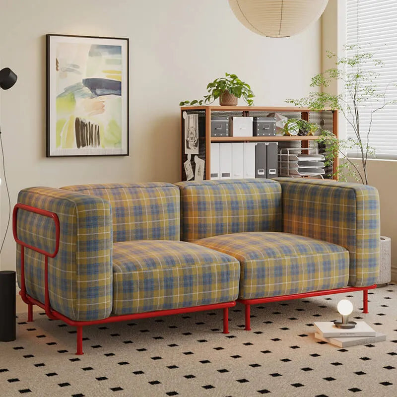Plaid Sofa Series with Retro Colorblock Steel Frame for Creative Living Rooms Main Product Image