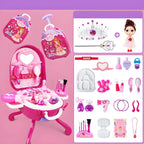 Plastic Kids' Makeup Vanity with Mirror and Portable Toy Storage