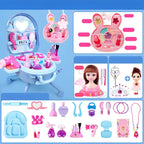 Plastic Kids' Makeup Vanity with Mirror and Portable Toy Storage
