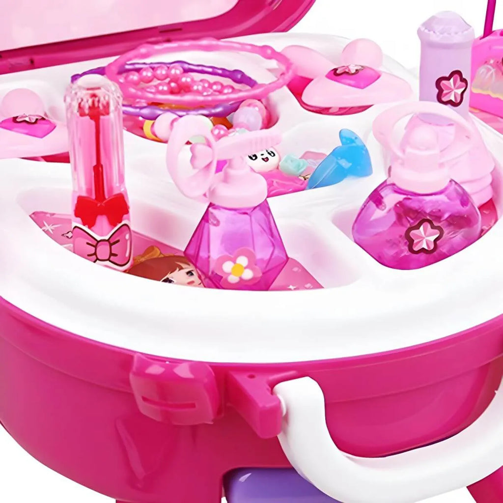 Plastic Kids' Makeup Vanity with Mirror and Portable Toy Storage