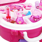 Plastic Kids' Makeup Vanity with Mirror and Portable Toy Storage