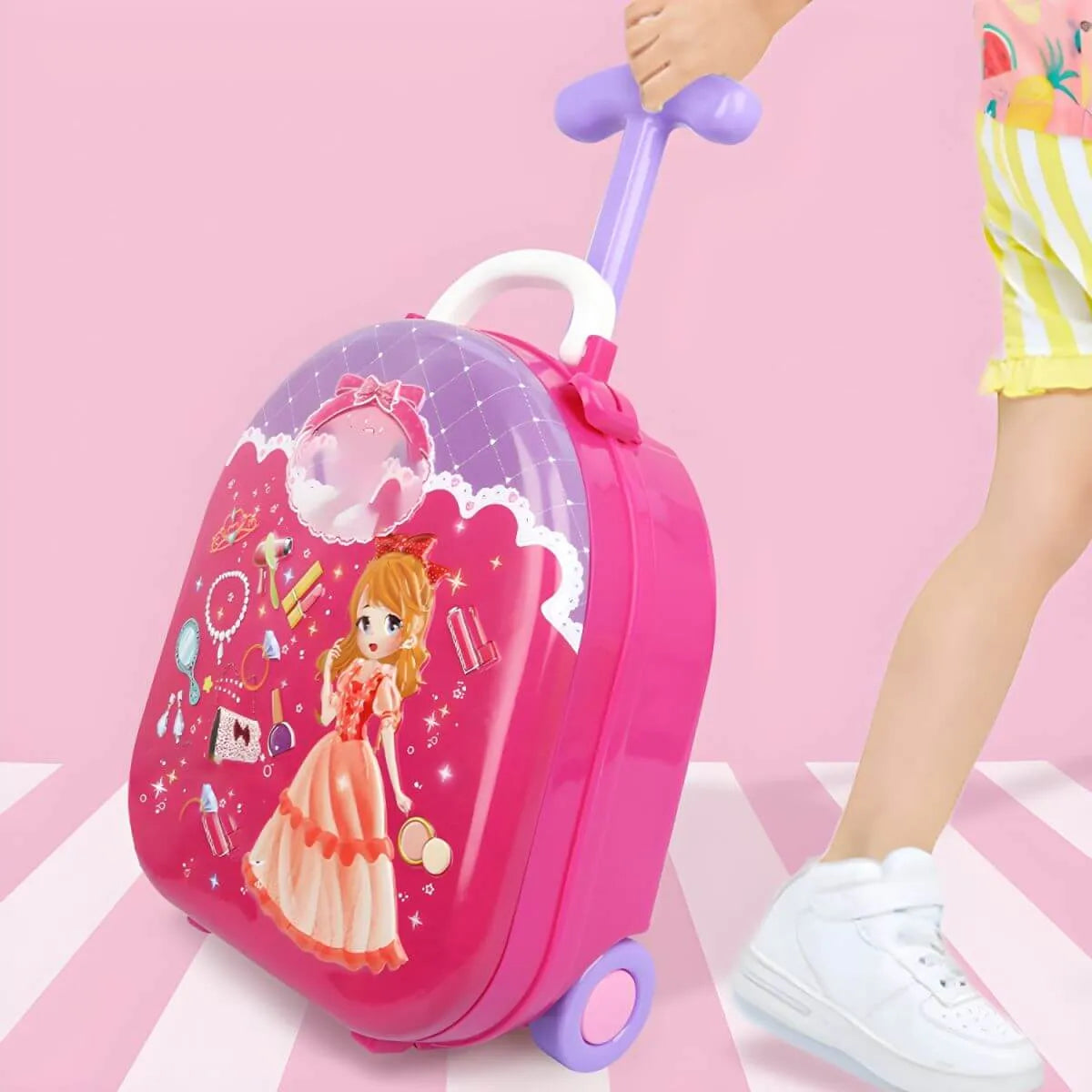 Plastic Kids' Makeup Vanity with Mirror and Portable Toy Storage