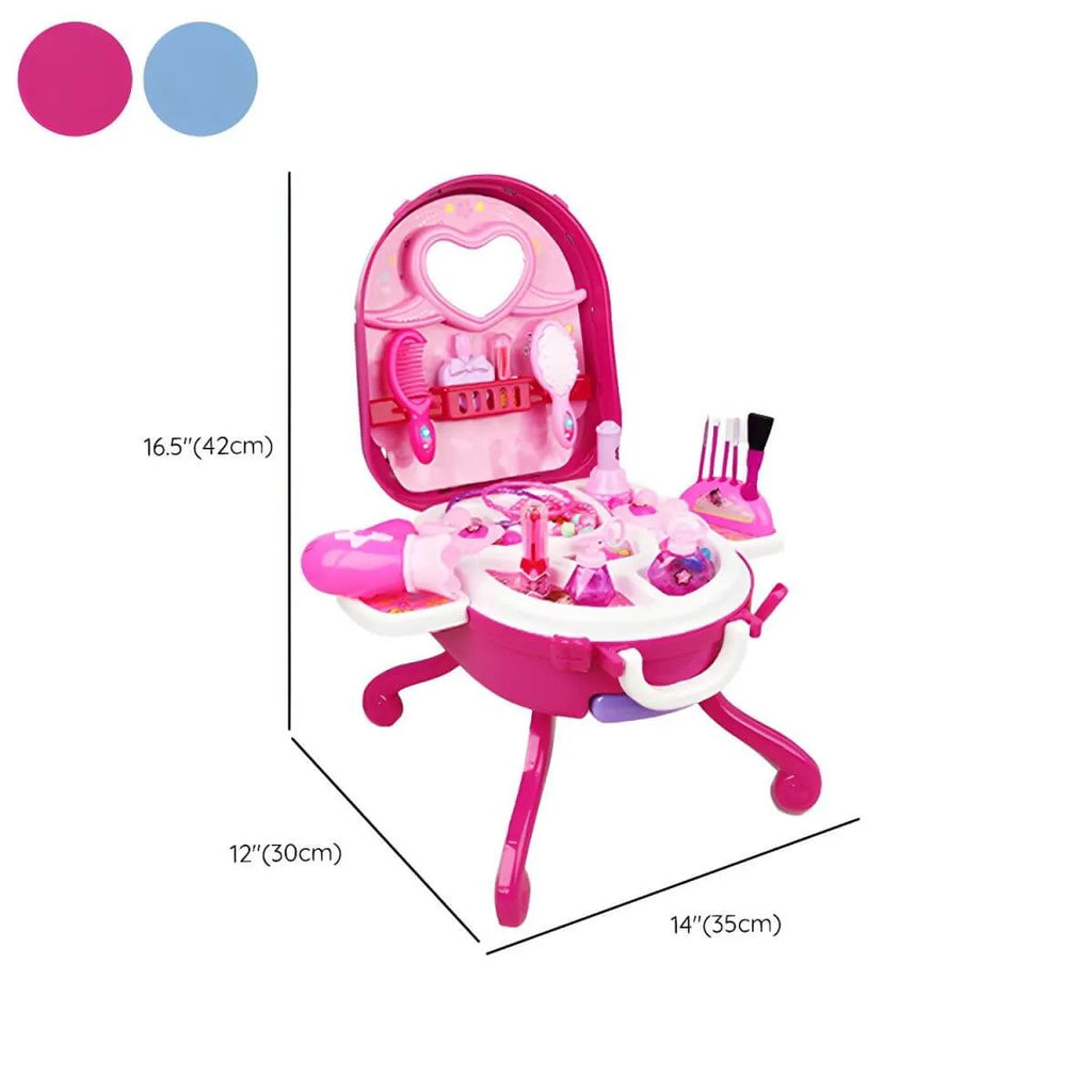 Plastic Kids' Makeup Vanity with Mirror and Portable Toy Storage Dimensions
