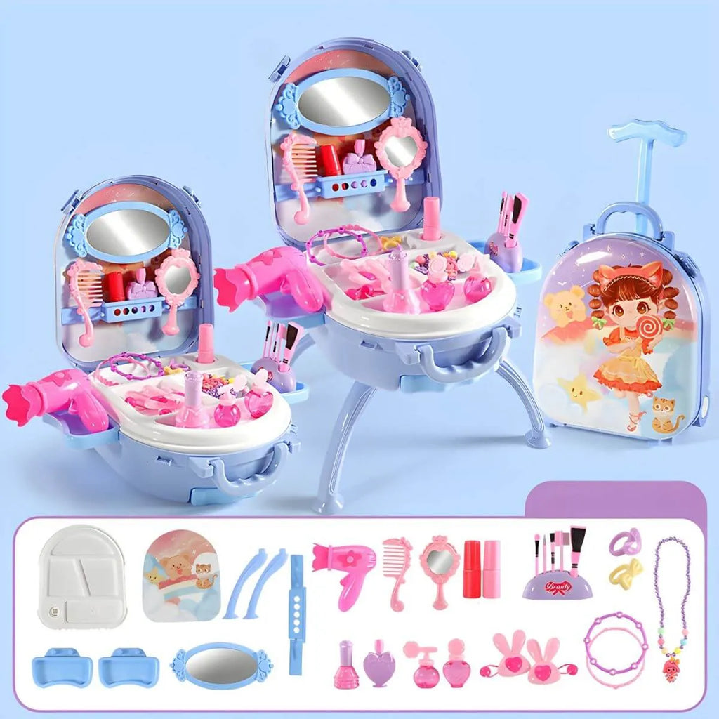Plastic Kids Makeup Vanity with Mirror and Storage
