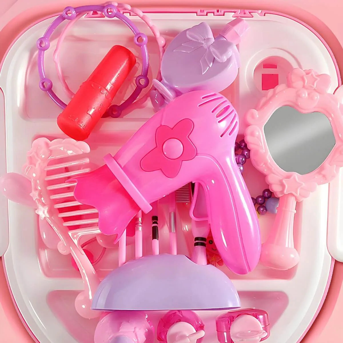 Plastic Kids Makeup Vanity with Mirror and Storage