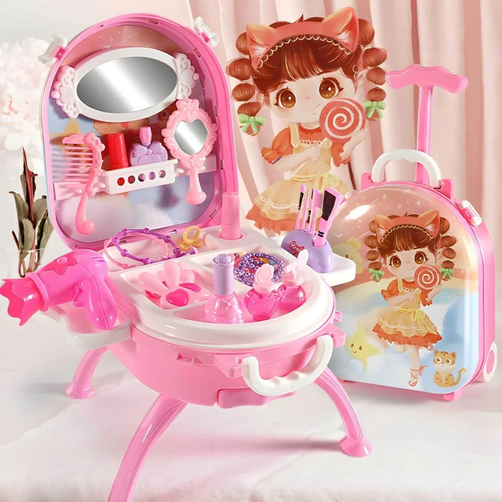 Plastic Kids Makeup Vanity with Mirror and Storage Main Product Image