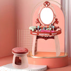 Plastic Kids' Vanity Set with Mirror and Stool in Red or Blue