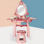 Plastic Kids' Vanity Set with Mirror and Stool in Red or Blue