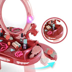 Plastic Kids' Vanity Set with Mirror and Stool in Red or Blue