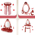 Plastic Kids' Vanity Set with Mirror and Stool in Red or Blue
