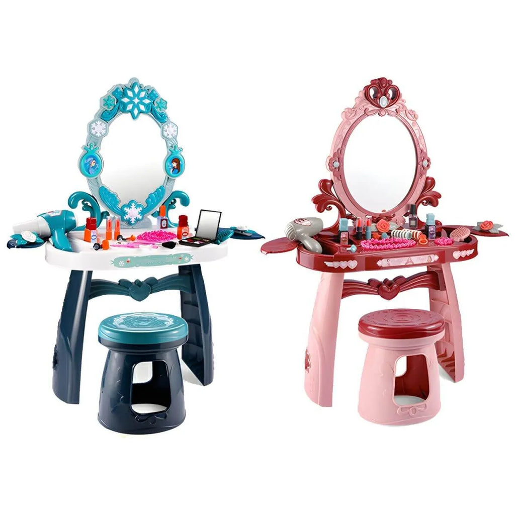 Plastic Kids' Vanity Set with Mirror and Stool in Red or Blue