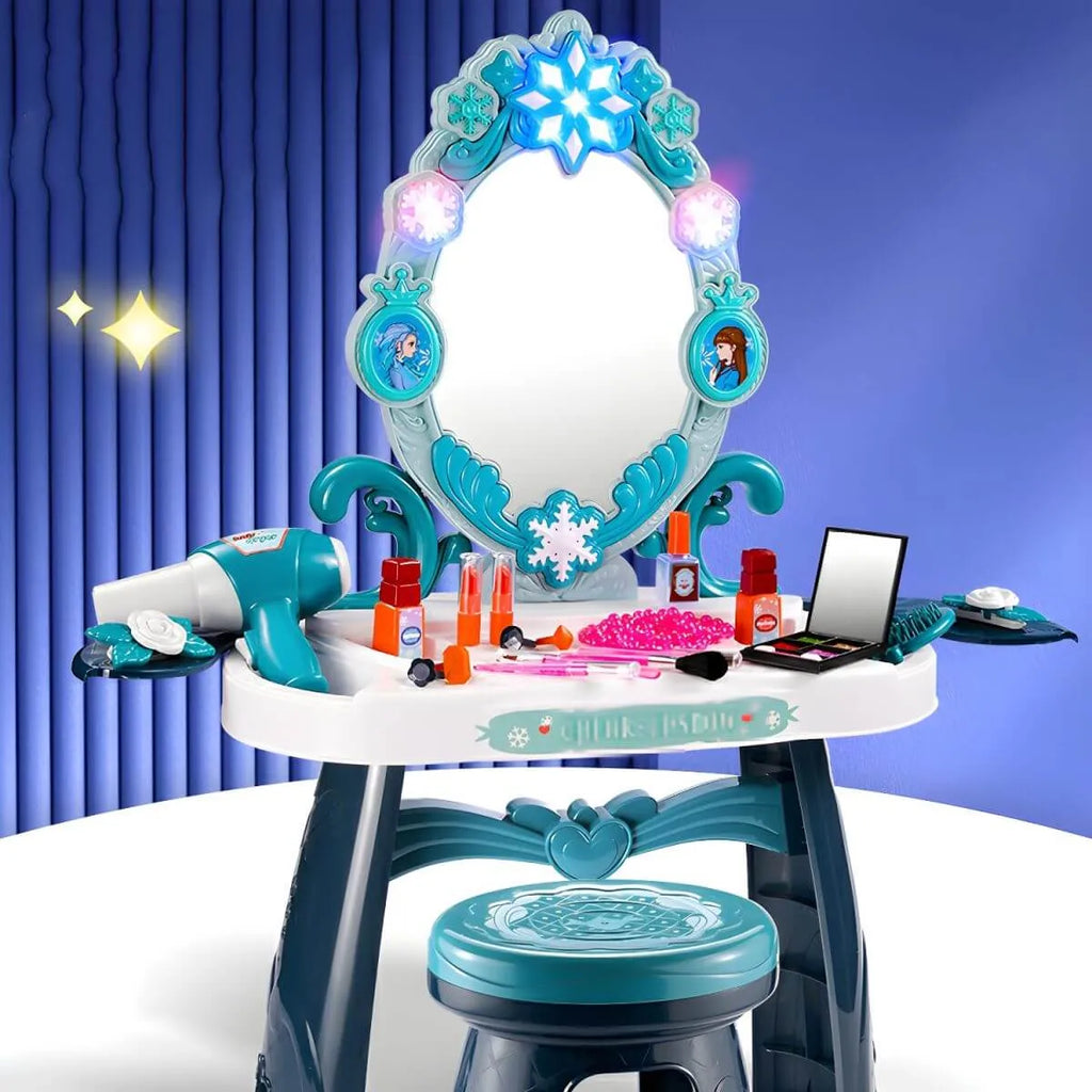Plastic Kids' Vanity Set with Mirror and Stool in Red or Blue