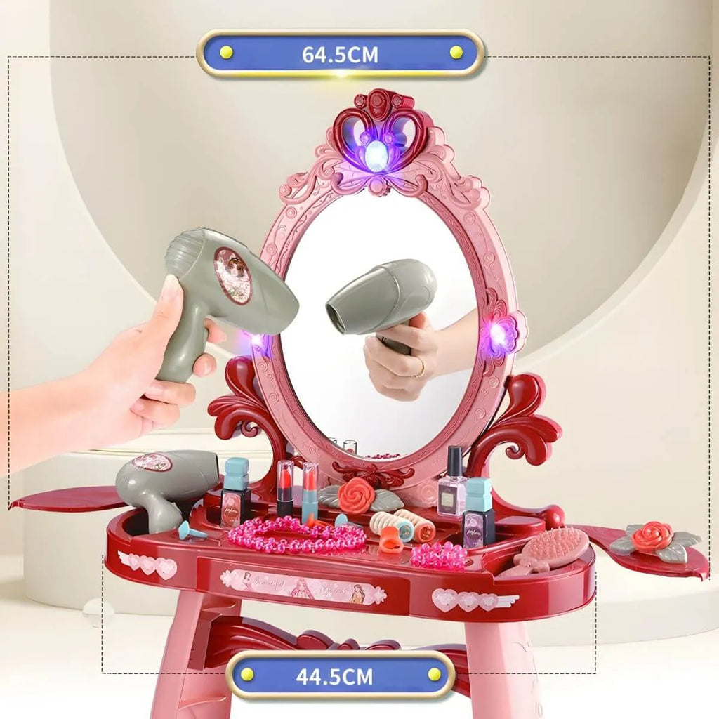 Plastic Kids' Vanity Set with Mirror and Stool in Red or Blue