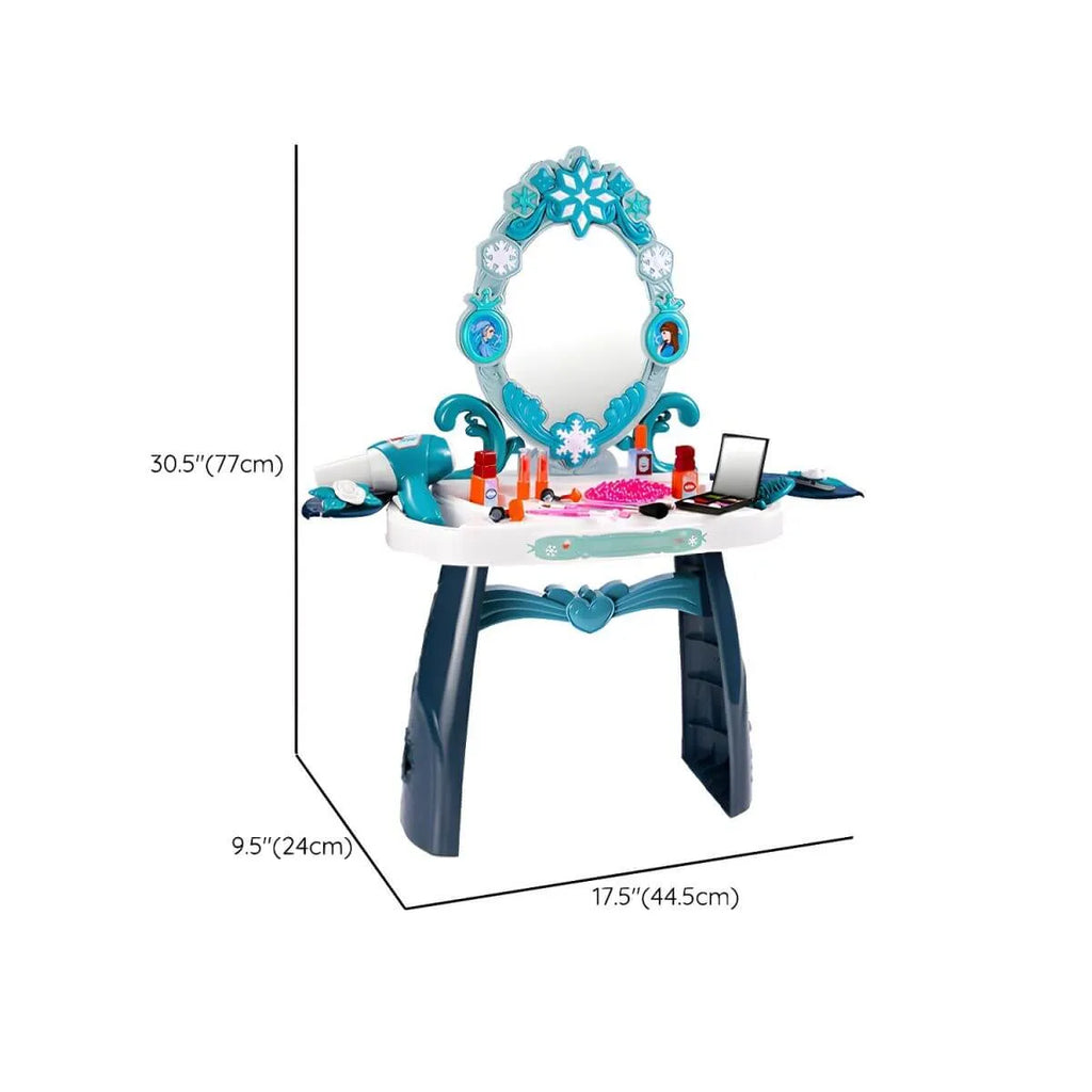 Plastic Kids' Vanity Set with Mirror and Stool in Red or Blue Dimensions