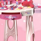 Plastic Kids Vanity Set with Mirror and Storage – White, Pink & Purple