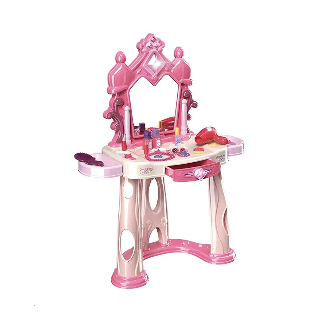 Plastic Kids Vanity Set with Mirror and Storage – White, Pink & Purple