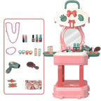 Plastic Kids Vanity Set with Mirror and Storage – White, Pink & Purple