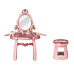 Plastic Kids Vanity Set with Mirror and Storage – White, Pink & Purple